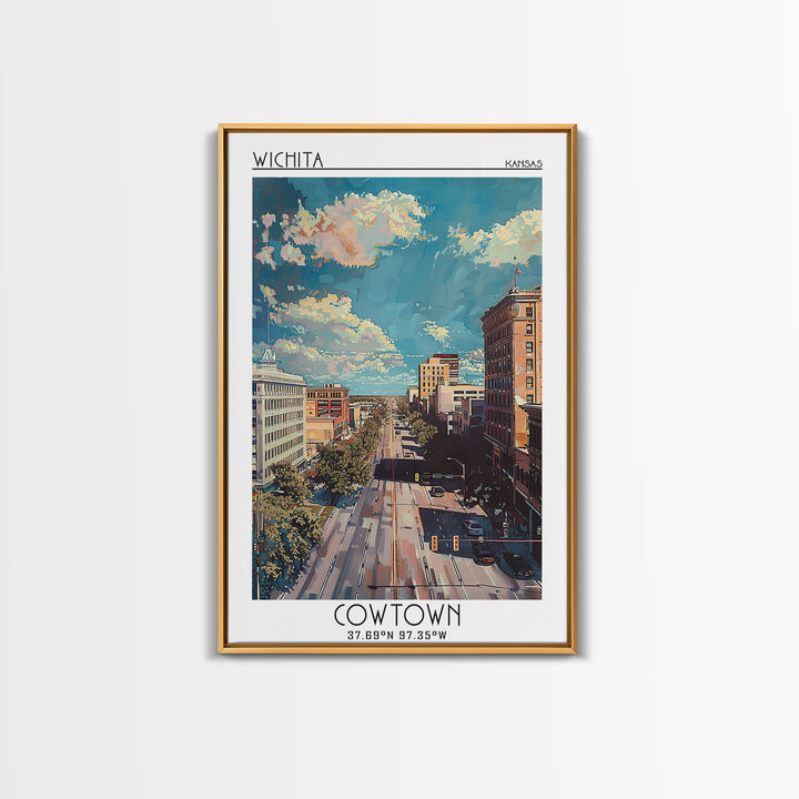 Wichita Travel Poster, Framed Canvas Print, City Art Print, Travel Wall Art, Gallery Wall Set, Modern Wall Decor, City Travel Poster