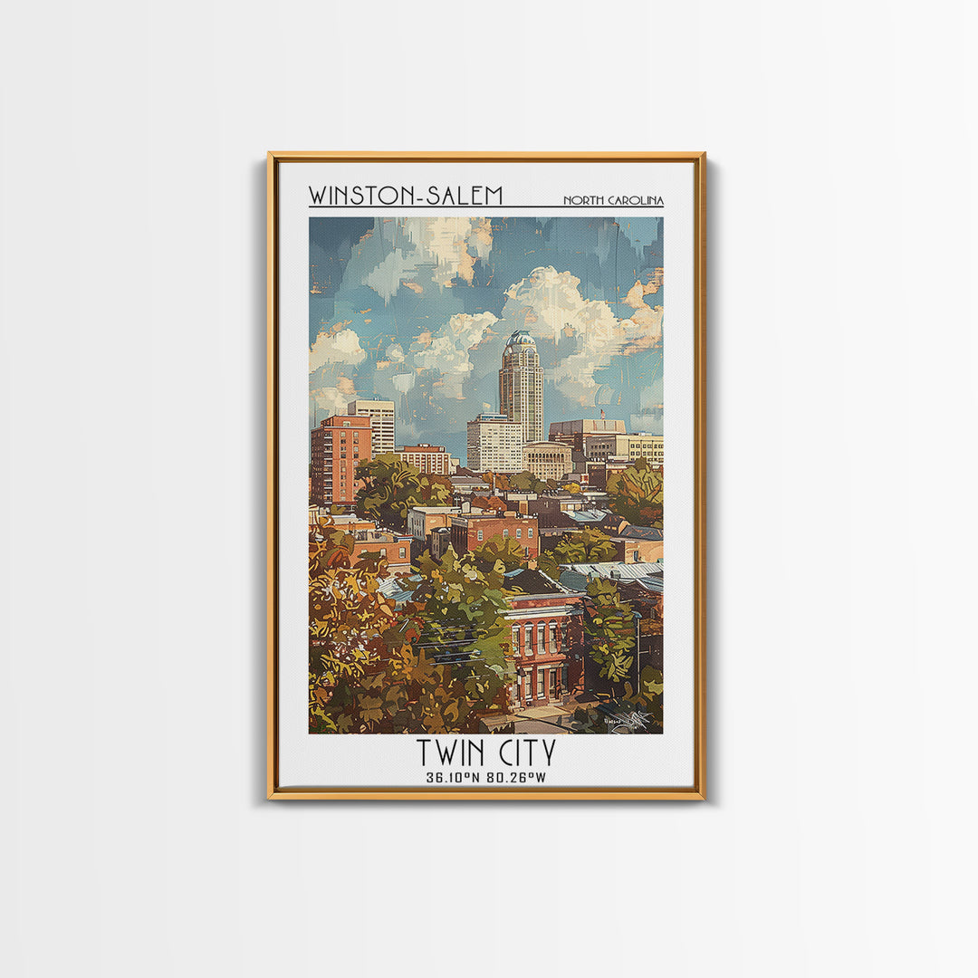 Winston-Salem Travel Poster, Canvas Print, City Travel Poster, Travel Wall Decor, Colorful Wall Art, City Art Print, Travel Wall Art