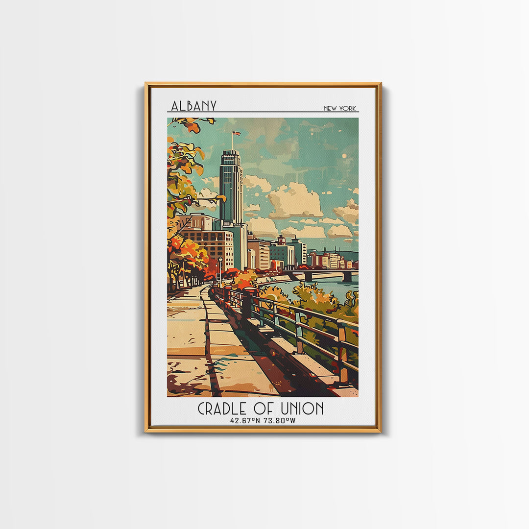 Albany New York Travel Poster, Canvas Print, Travel Wall Art, City Wall Art, Wanderlust Gift, Retro Travel Poster, Home Office Decor