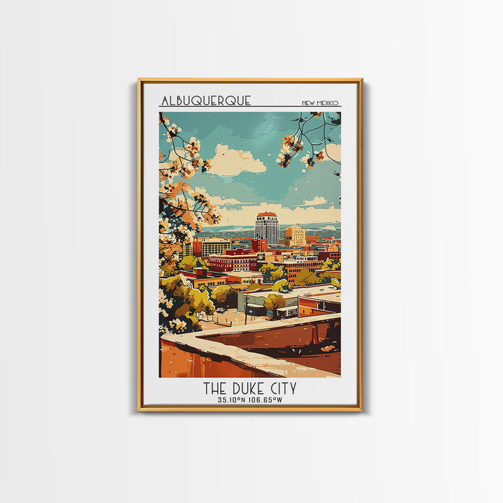 Albuquerque Travel Poster, Canvas Print, Retro Wall Art, Travel Print, Wall Art, Retro Travel Print, City Illustration, Travel Decor