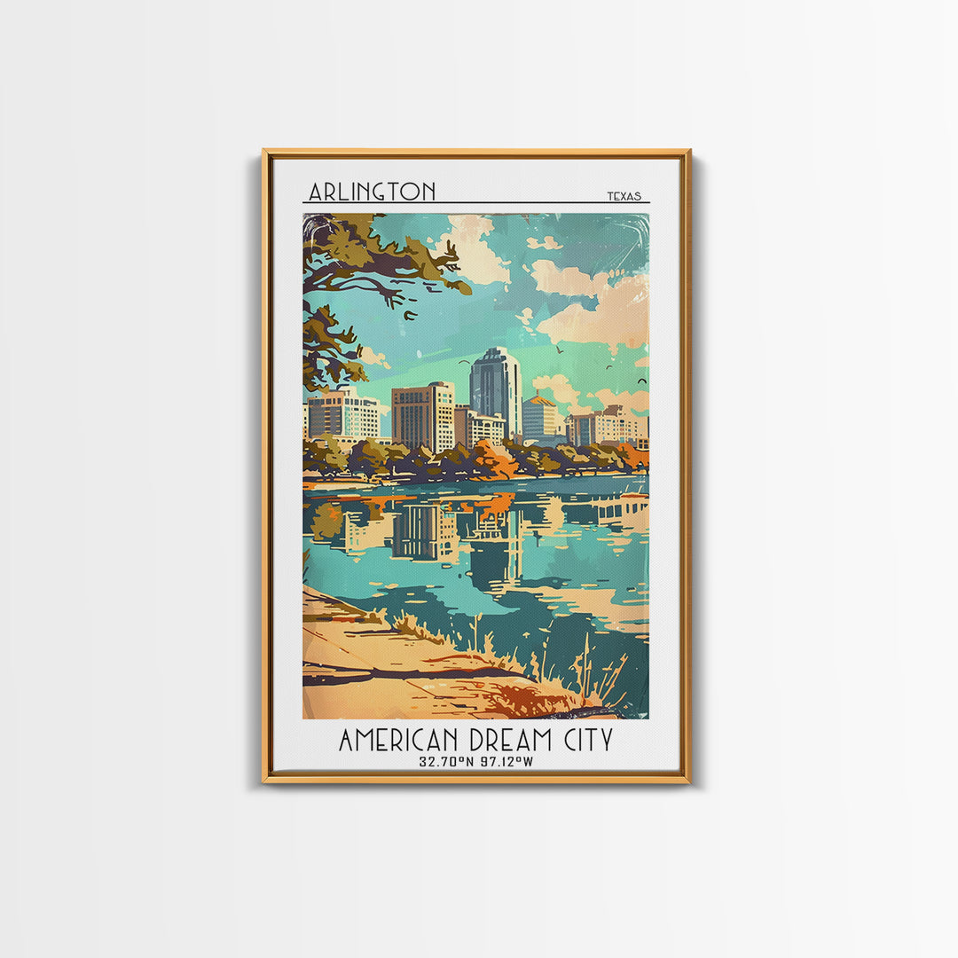 Arlington Travel Poster, Framed Canvas Print, City Travel Poster, Travel Wall Art, City Art Print, City Illustration, Vintage Poster