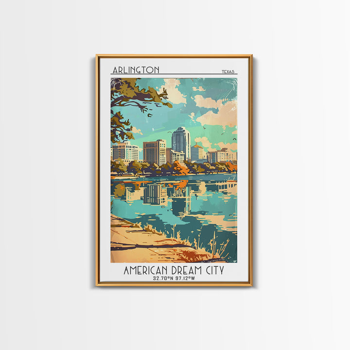 Arlington Travel Poster, Framed Canvas Print, City Travel Poster, Travel Wall Art, City Art Print, City Illustration, Vintage Poster