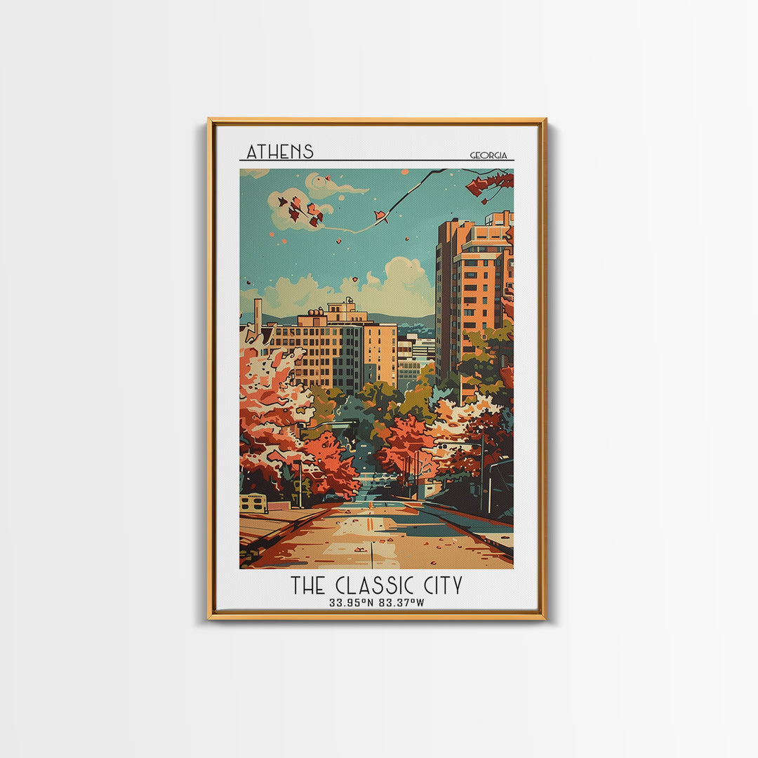 Athens Travel Poster, Framed Canvas Print, Travel Wall Decor, Minimalist Poster, City Wall Art, Travel Art Print, City Travel Poster