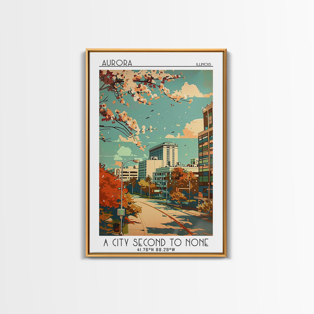 Aurora Illinois Travel Poster, Canvas Print, Vintage Travel Print, City Wall Art, City Travel Poster, Vintage Posters, Landscape Art