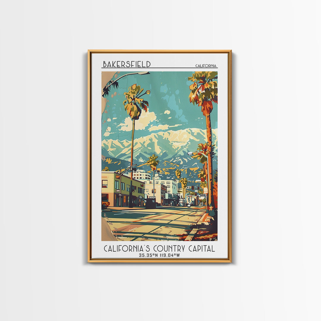 Bakersfield California Travel Poster, Canvas Print, City Art Print, Travel Wall Art, Retro Wall Art, Minimalist Poster, Travel Decor