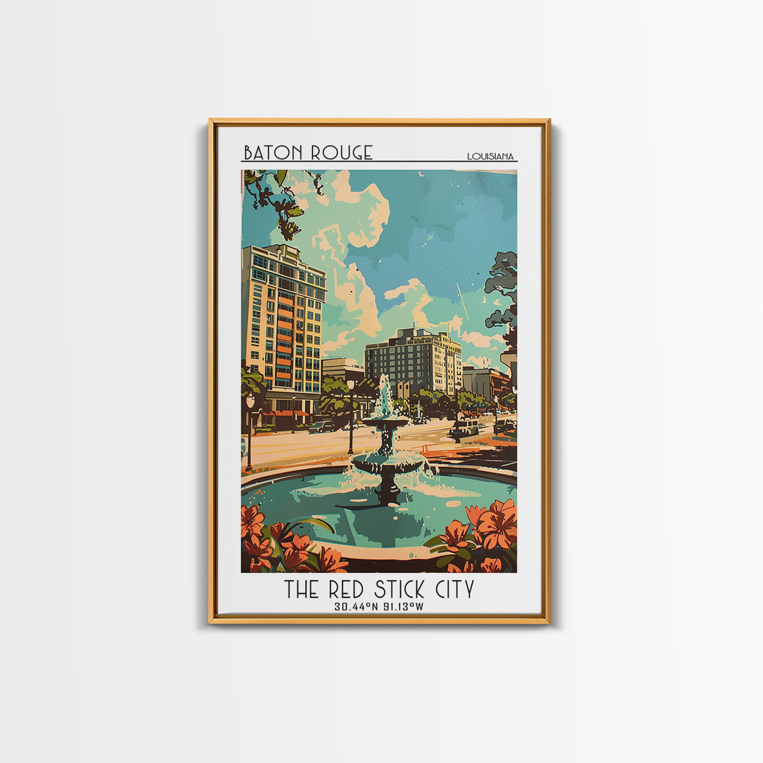 Baton Rouge Travel Poster, Framed Canvas Print, City Art Print, Travel Wall Art, Minimalist Poster, Travel Art Print, Fine Art Print