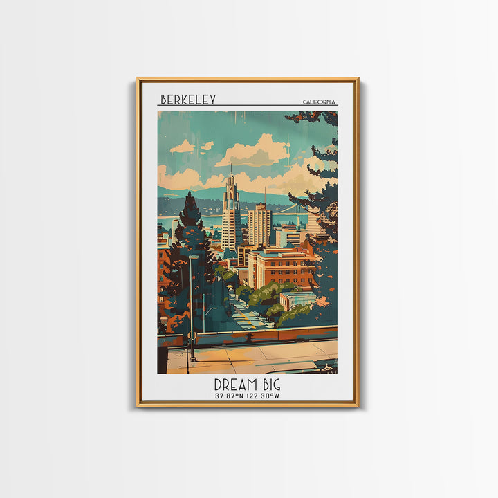 Berkeley California Travel Poster, Canvas Print, Travel Wall Art, City Wall Art, Watercolor Cityscape, Travel Print, Wanderlust Gift