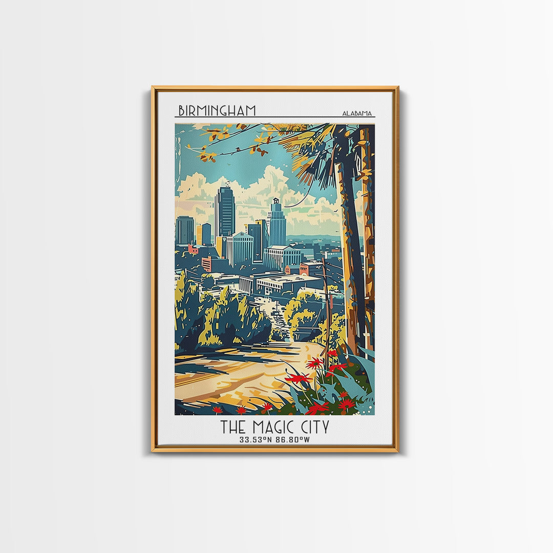 Birmingham Alabama Travel Poster, Canvas Print, Travel Wall Decor, Minimalist Poster, Art Print, Travel Wall Art, City Travel Poster