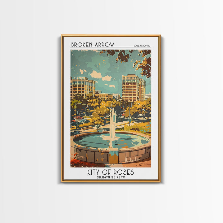 Broken Arrow Oklahoma Travel Poster, Canvas Print, City Travel Poster, Vintage City Poster, Poster Print, Gallery Wall Set, Wall Art