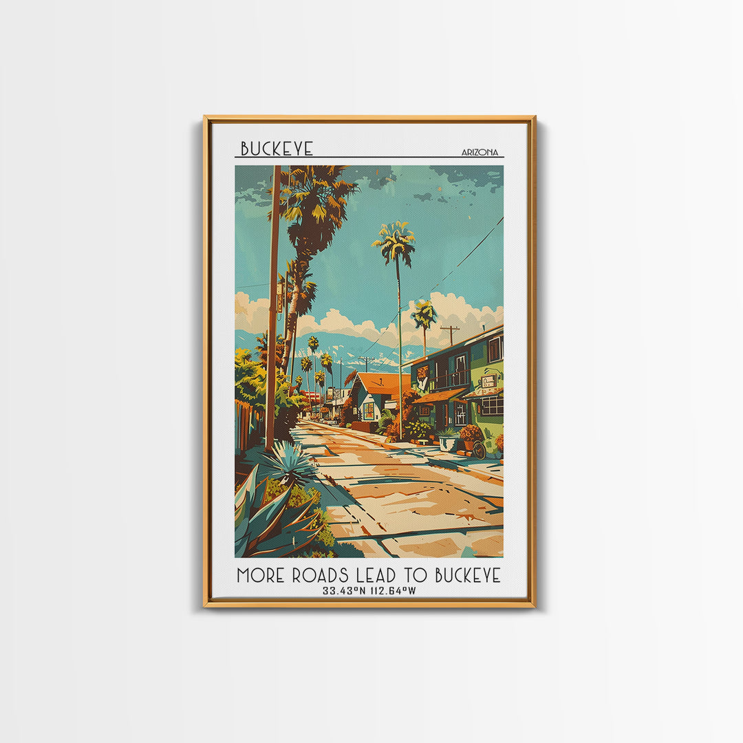 Buckeye Arizona Travel Poster, Canvas Print, Retro Wall Art, Travel Print, Mid Century Wall Art, Retro Travel Poster, Fine Art Print