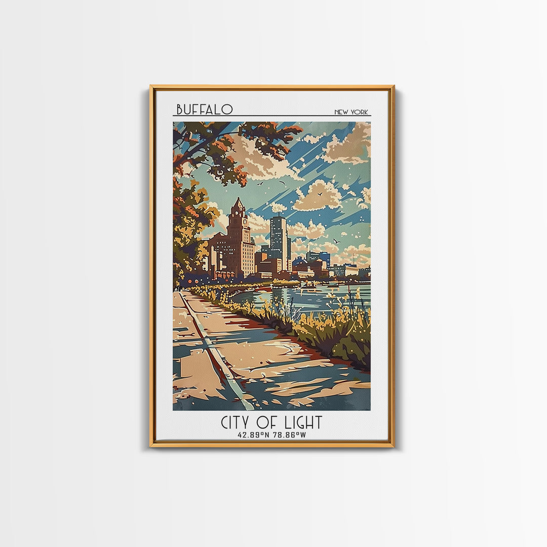 Buffalo New York Travel Poster, Canvas Print, City Art Print, Travel Wall Art, Vintage Travel Print, City Illustration, Poster Print
