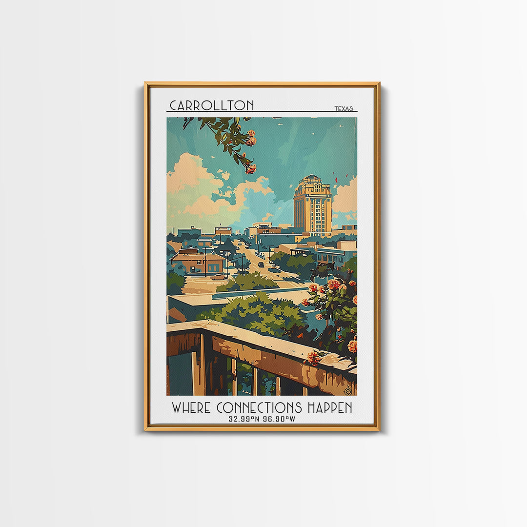 Carrollton Travel Poster, Framed Canvas Print, City Art Print, Travel Wall Art, Home Office Decor, City Wall Art, City Travel Poster