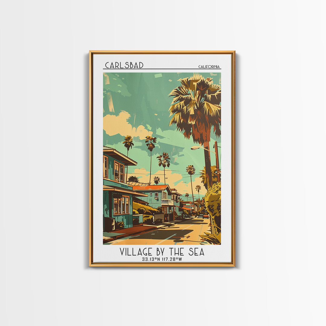 Carlsbad Travel Poster, Framed Canvas Print, City Travel Poster, Travel Wall Decor, Gallery Wall Set, Wall Art, Mid Century Wall Art