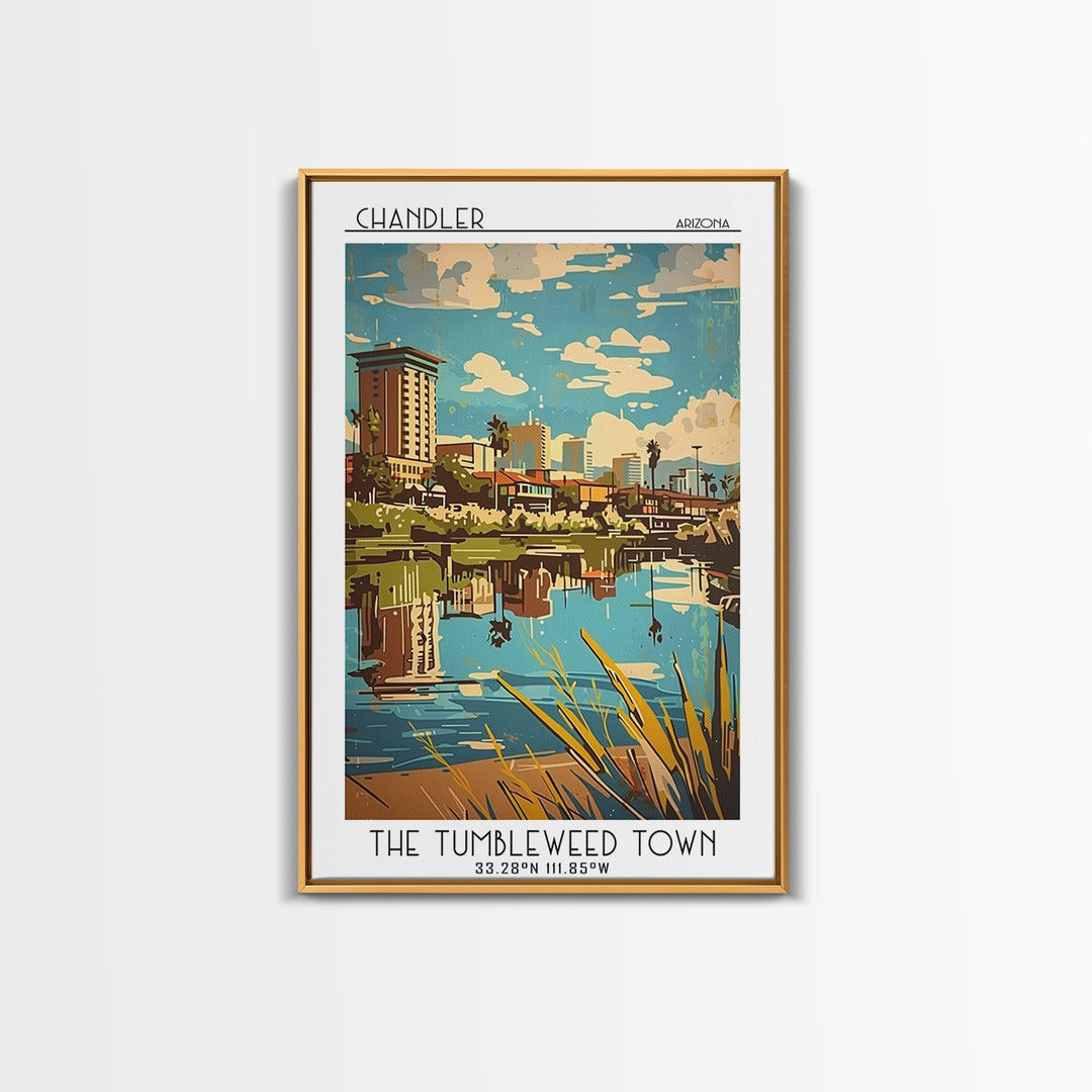 Chandler Arizona Travel Poster, Canvas Print, Travel Art Print, Modern Wall Decor, Living Room Wall Art, Home Decor, Travel Wall Art