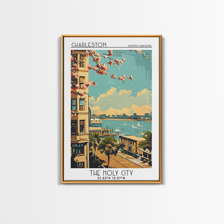 Charleston Travel Poster, Framed Canvas Print, City Travel Poster, Vintage City Poster, Gallery Wall Set, Poster Art, Travel Posters