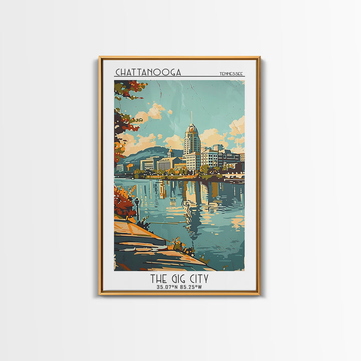 Chattanooga Tennessee Travel Poster, Framed Canvas Print, Travel Wall Decor, Minimalist Poster, City Travel Poster, Travel Art Print