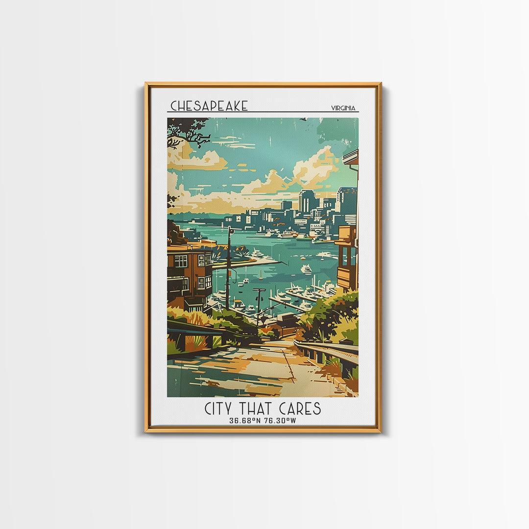 Chesapeake Travel Poster, Framed Canvas Print, Vintage Travel Print, City Wall Art, Fine Art Print, Vintage Travel, Gallery Wall Set