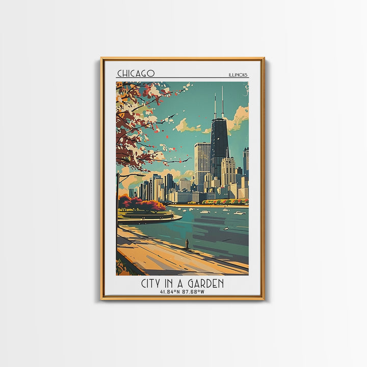 Chicago Illinois Travel Poster, Canvas Print, City Travel Poster, Vintage City Poster, Poster Print, City Wall Art, Gallery Wall Set