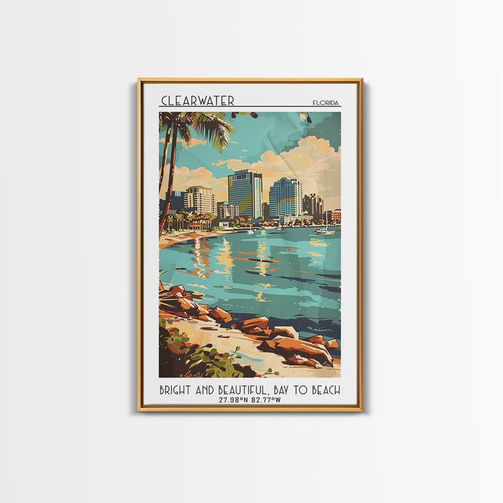 Clearwater Travel Poster, Canvas Print, Travel Art Print, Modern Wall Decor, Travel Wall Art, Home Decor, Travel Decor, Poster Print