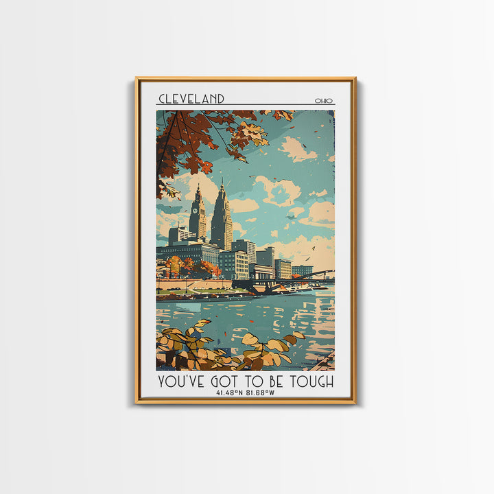 Cleveland Ohio Travel Poster, Framed Canvas Print, City Travel Poster, Vintage City Poster, Mid Century Wall Art, Retro Travel Print