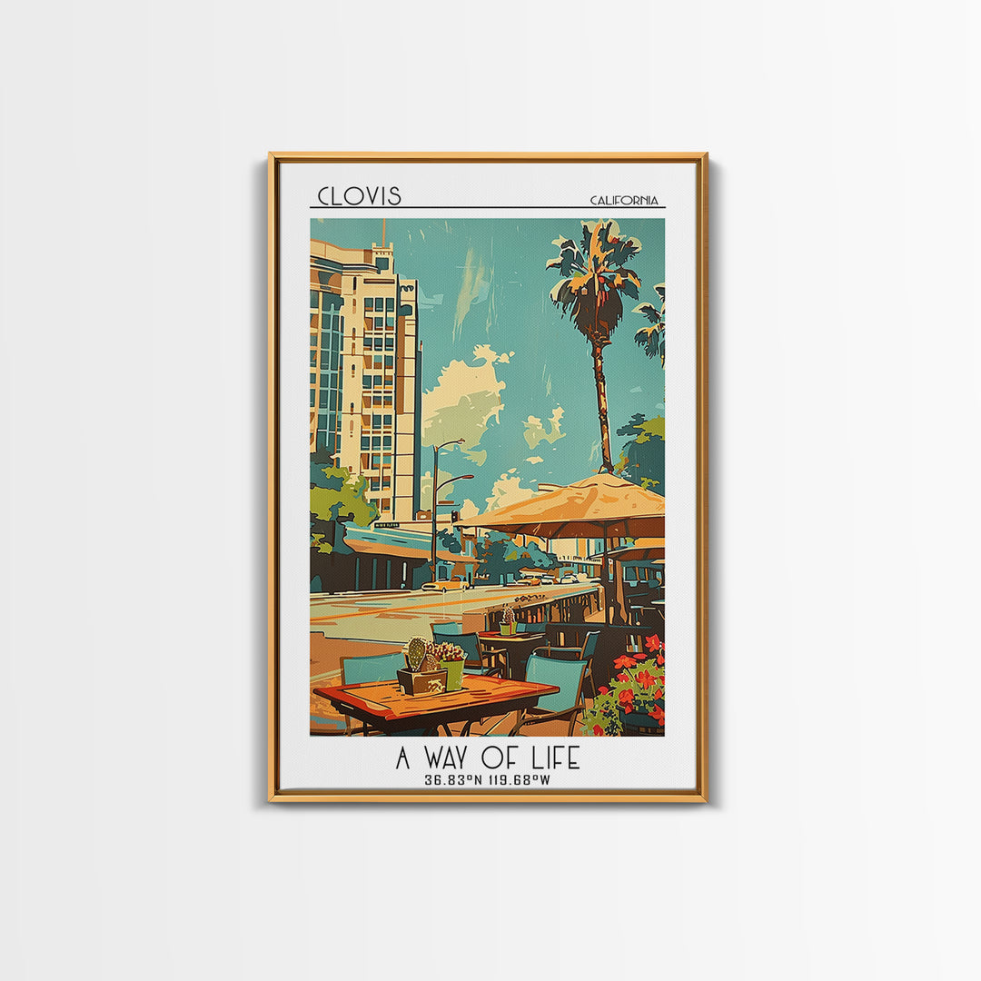 Clovis Travel Poster, Framed Canvas Print, Travel Wall Art, City Wall Art, Vintage Travel Print, Travel Art Print, Minimalist Poster