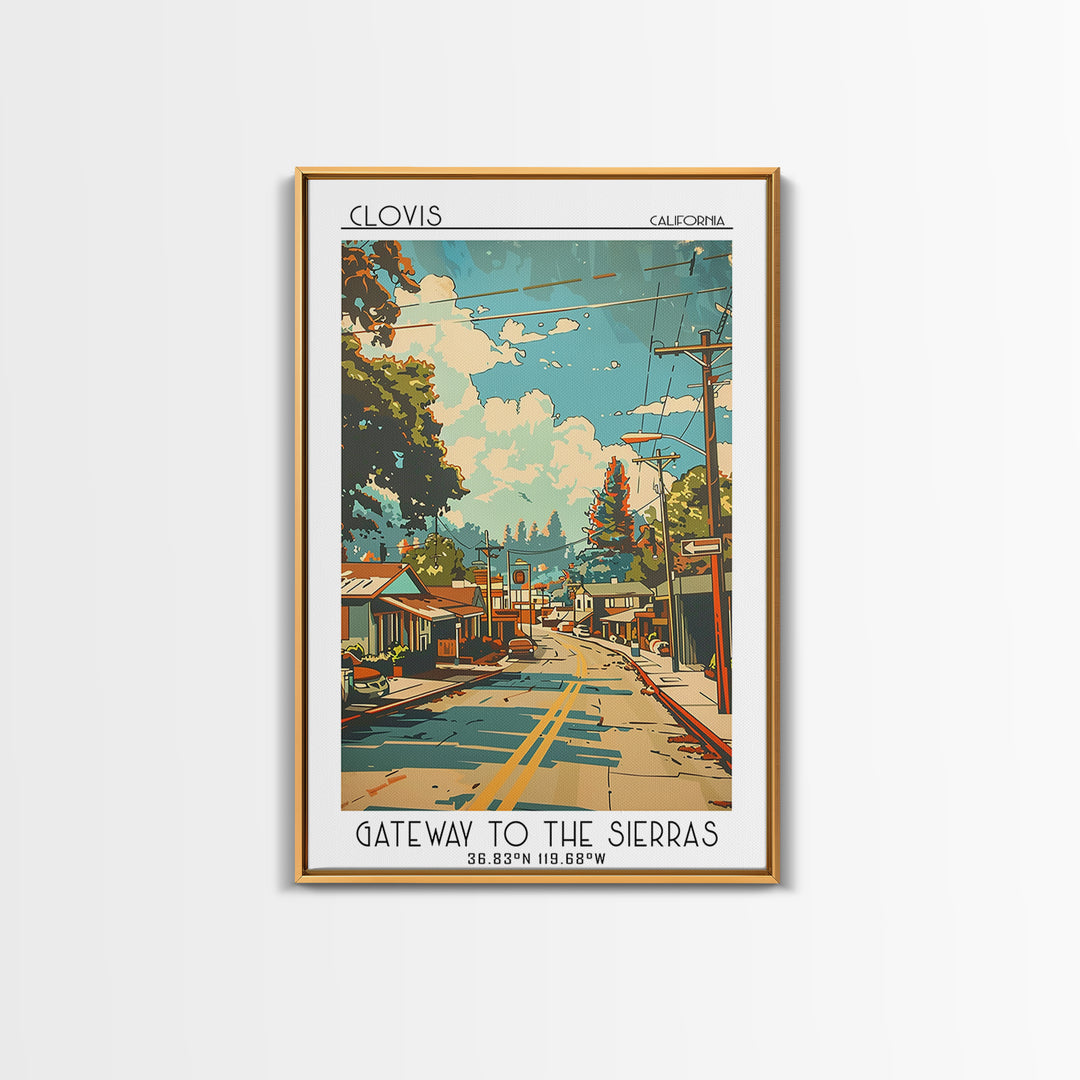 Clovis California Travel Poster, Framed Canvas Print, Travel Wall Art, City Wall Art, Fine Art Print, Wall Art, Vintage Travel Print