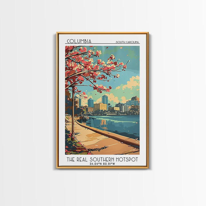 Columbia South Carolina Travel Poster, Canvas Print, City Travel Poster, Travel Wall Decor, Fine Art Print, Art Print, Landscape Art