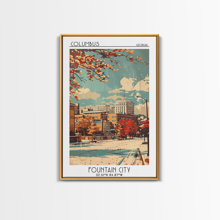 Columbus Travel Poster, Framed Canvas Print, Retro Wall Art, Travel Print, Poster Print, Wall Art, City Travel Poster, City Wall Art