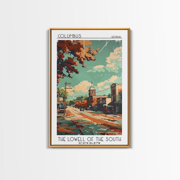 Columbus Georgia Travel Poster, Framed Canvas Print, City Travel Poster, Travel Wall Decor, Travel Prints, Fine Art Print, Art Print