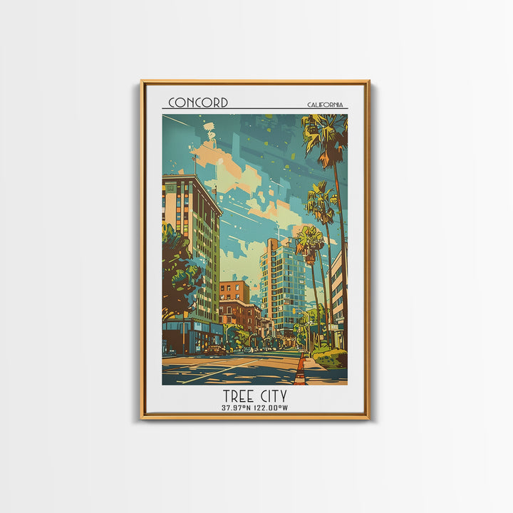 Concord California Travel Poster, Canvas Print, Travel Wall Decor, Minimalist Poster, Wanderlust Gift, Landscape Art, Retro Wall Art