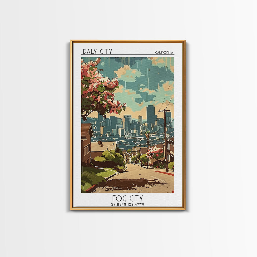 Daly City California Travel Poster, Canvas Print, Poster Print, Travel Wall Art, Vintage Posters, Retro Wall Art, Vintage Travel Art