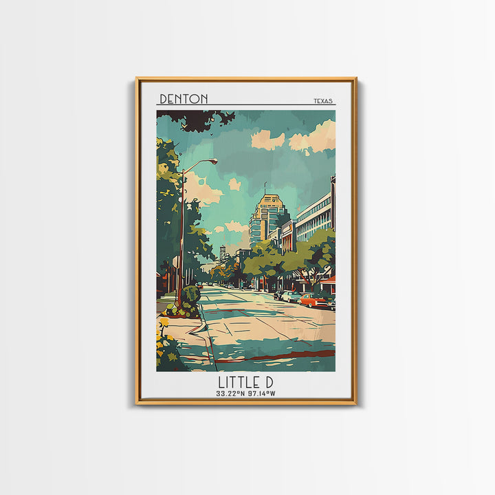 Denton Texas Travel Poster, Framed Canvas Print, City Travel Poster, Travel Wall Art, Poster Print, Fine Art Print, Travel Art Print