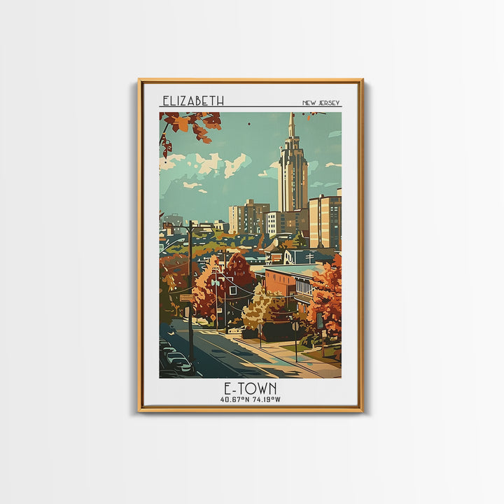 Elizabeth Travel Poster, Framed Canvas Print, City Travel Poster, Vintage City Poster, Retro Wall Art, Vintage Travel, Travel Prints