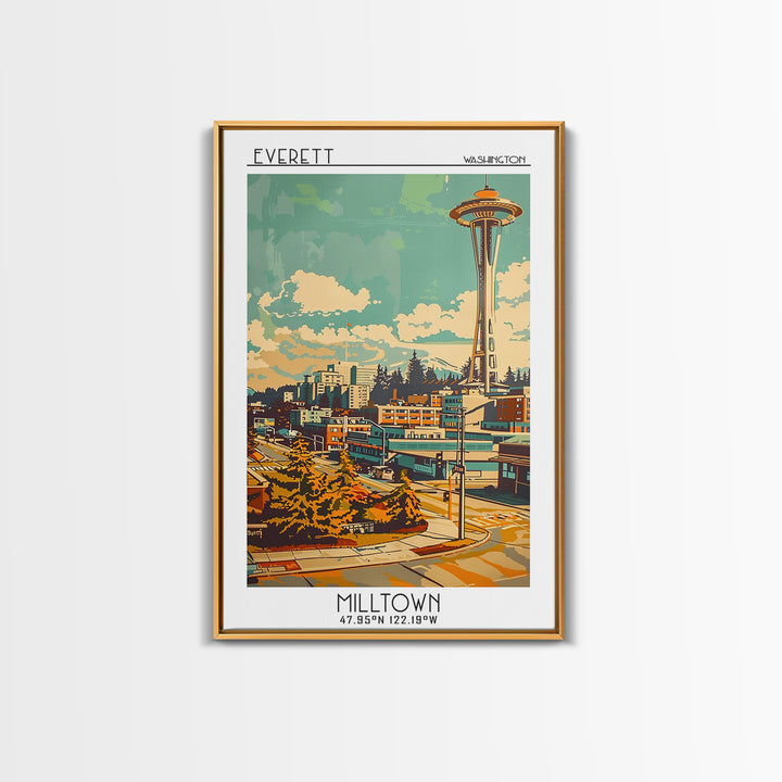 Everett Washington Travel Poster, Canvas Print, City Travel Poster, Travel Wall Decor, Wanderlust Gift, Landscape Art, Travel Prints