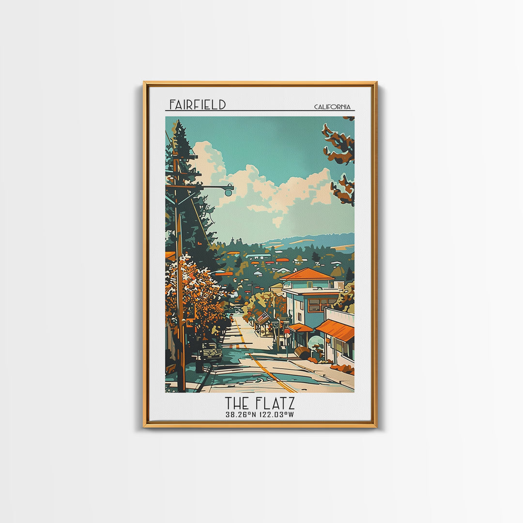 Fairfield California Travel Poster, Framed Canvas Print, City Travel Poster, Travel Wall Decor, Retro Travel Print, Travel Art Print