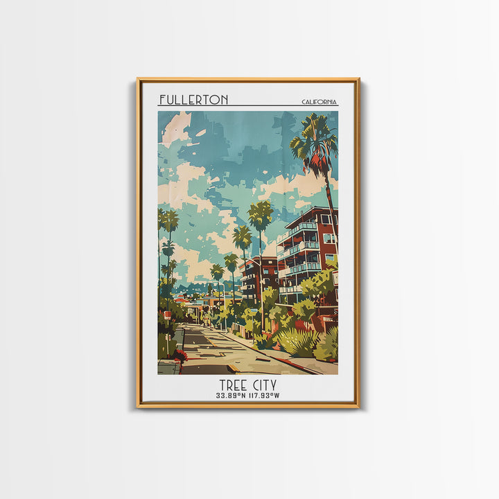 Fullerton Travel Poster, Canvas Print, City Travel Poster, Vintage City Poster, Minimalist Poster, Retro Travel Print, City Wall Art