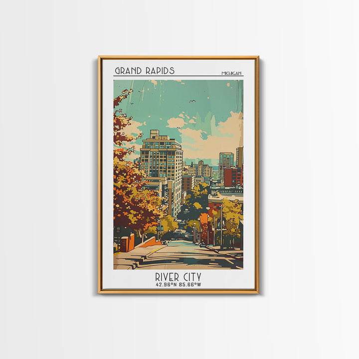 Grand Rapids Travel Poster, Canvas Print, City Art Print, Travel Wall Art, Vintage Travel, Art Print, Retro Wall Art, Fine Art Print