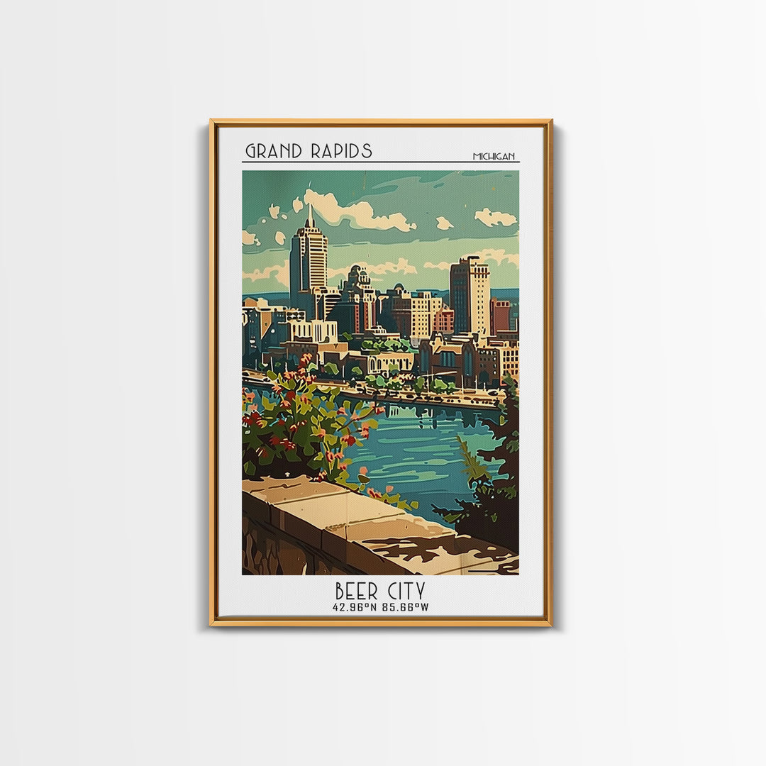 Grand Rapids Michigan Travel Poster, Canvas Print, City Travel Poster, Travel Wall Decor, Retro Travel Print, Travel Decor, Wall Art