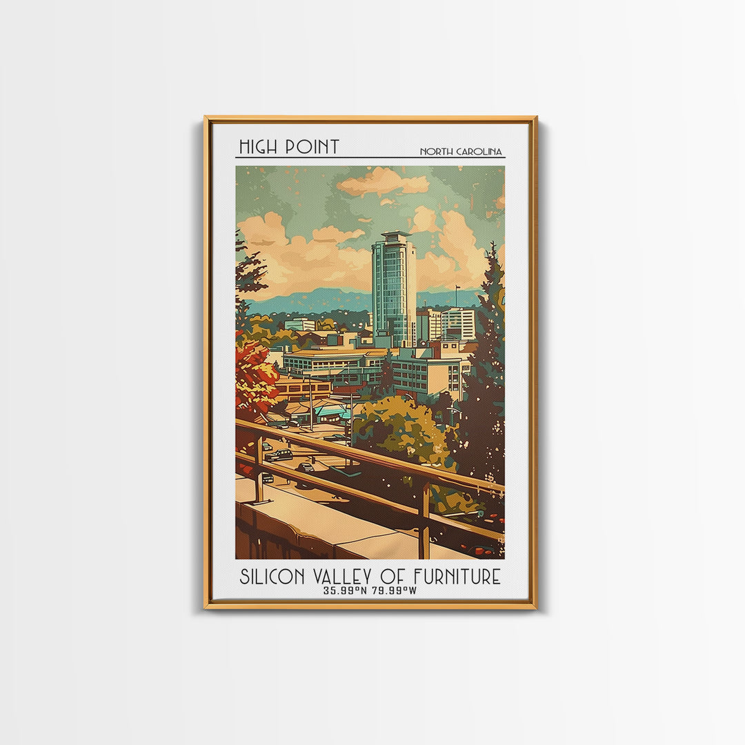 High Point Travel Poster, Framed Canvas Print, Travel Art Print, Modern Wall Decor, Retro Travel Poster, Wall Art, Travel Wall Decor