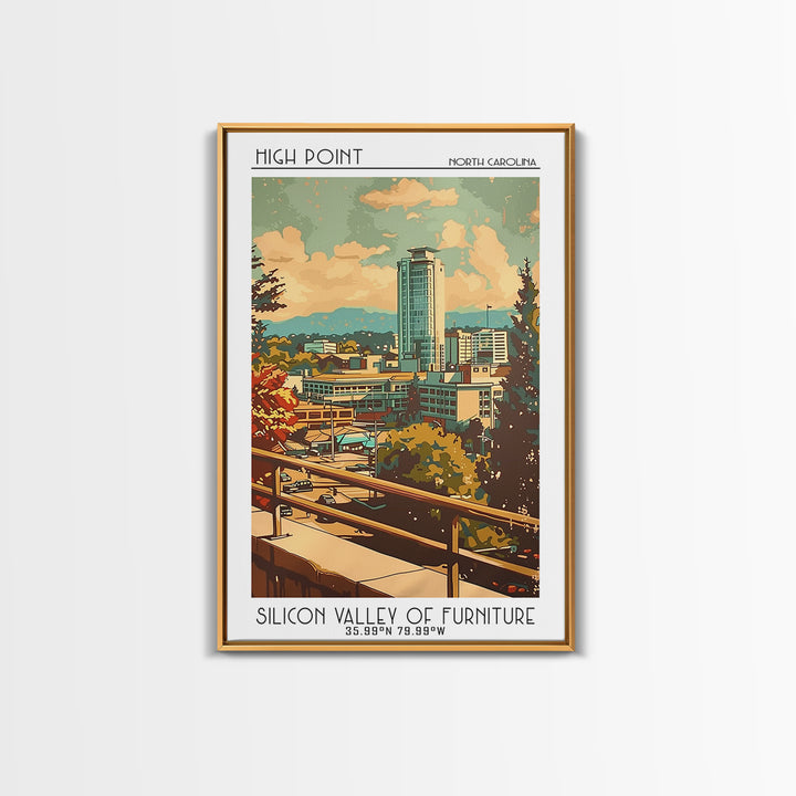 High Point Travel Poster, Framed Canvas Print, Travel Art Print, Modern Wall Decor, Retro Travel Poster, Wall Art, Travel Wall Decor