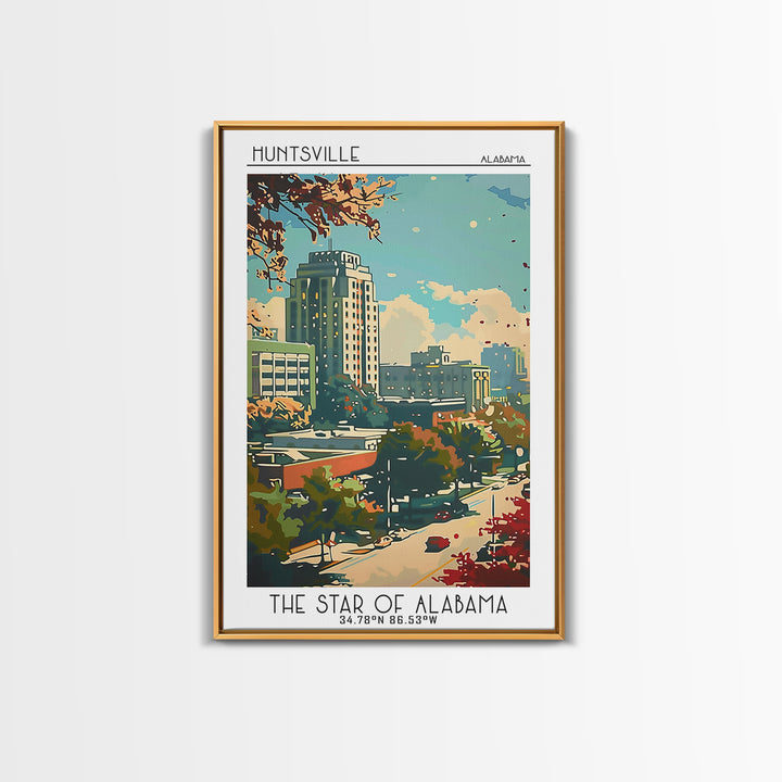 Huntsville Travel Poster, Framed Canvas Print, City Art Print, Travel Wall Art, Vintage City Poster, Vintage Poster, Vintage Posters