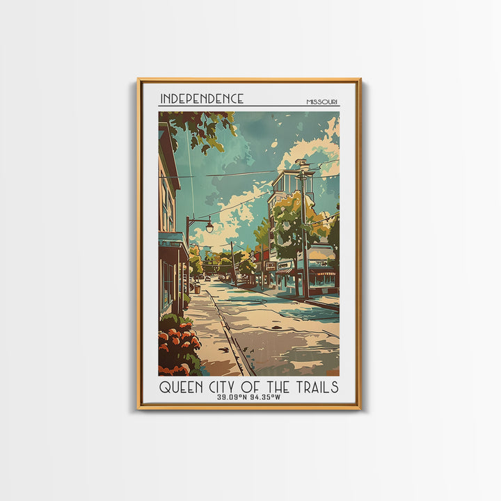 Independence Missouri Travel Poster, Framed Canvas Print, Retro Wall Art, Travel Print, City Wall Art, Wanderlust Gift, Poster Print
