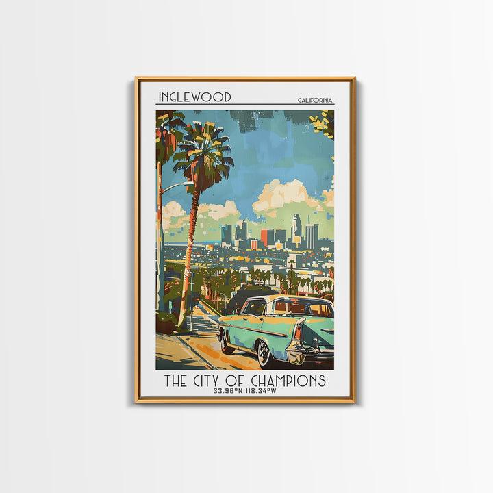Inglewood California Travel Poster, Canvas Print, Travel Wall Decor, Minimalist Poster, City Travel Poster, Art Print, Landscape Art