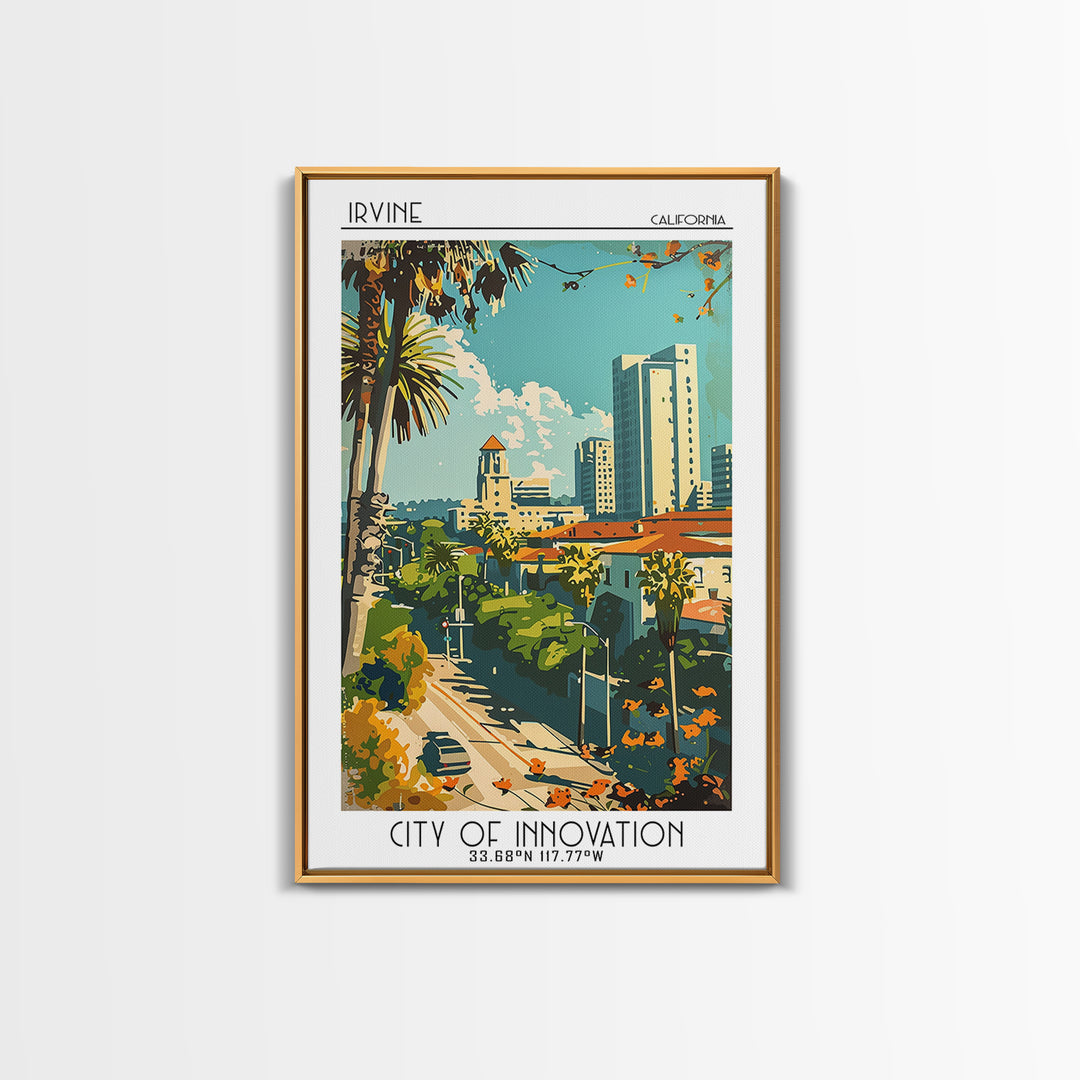 Irvine Travel Poster, Framed Canvas Print, City Travel Poster, Travel Wall Art, Poster Art, Mid Century Wall Art, Retro Travel Print