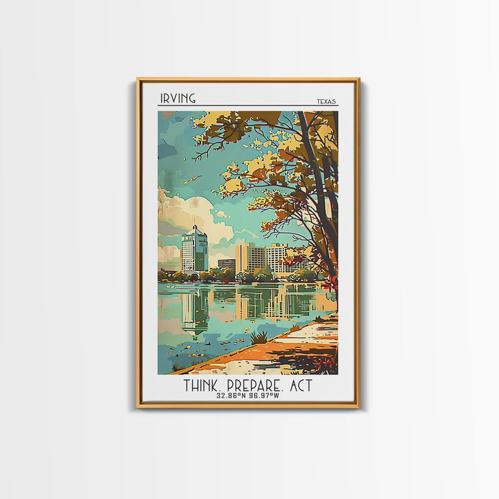 Irving Texas Travel Poster, Framed Canvas Print, City Art Print, Travel Wall Art, Gallery Wall Set, City Travel Poster, Travel Decor