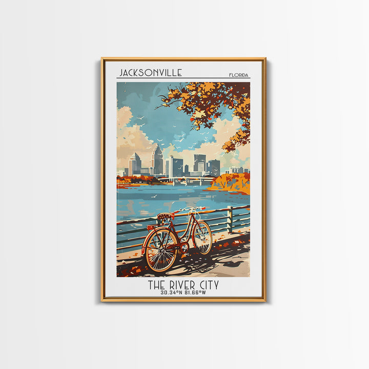 Jacksonville Travel Poster, Canvas Print, City Art Print, Travel Wall Art, City Travel Poster, Vintage Travel Art, City Illustration