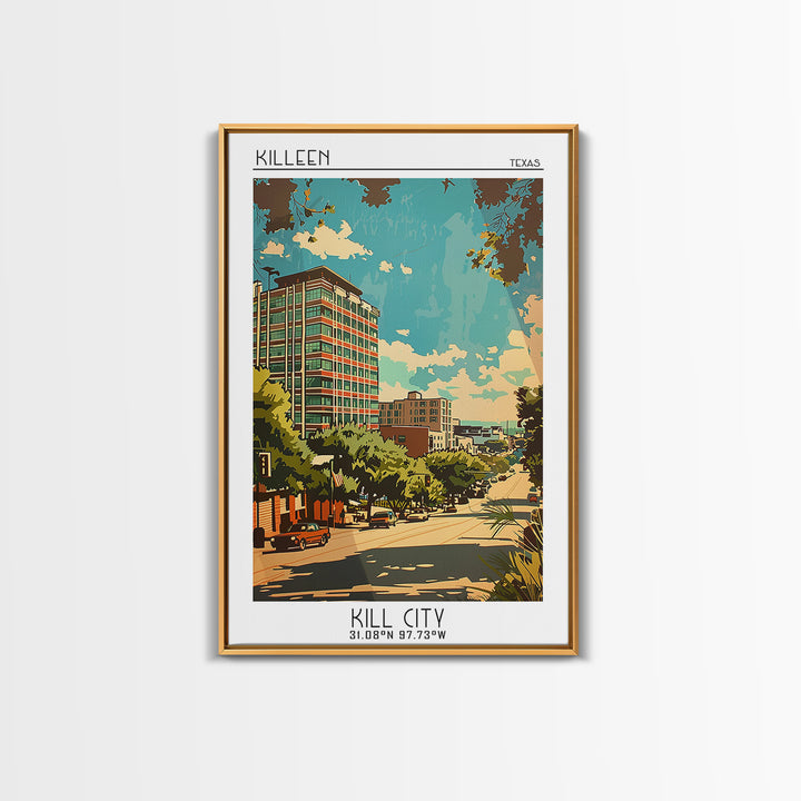 Killeen Travel Poster, Framed Canvas Print, Travel Art Print, Modern Wall Decor, Travel Wall Art, Home Office Decor, Wanderlust Gift