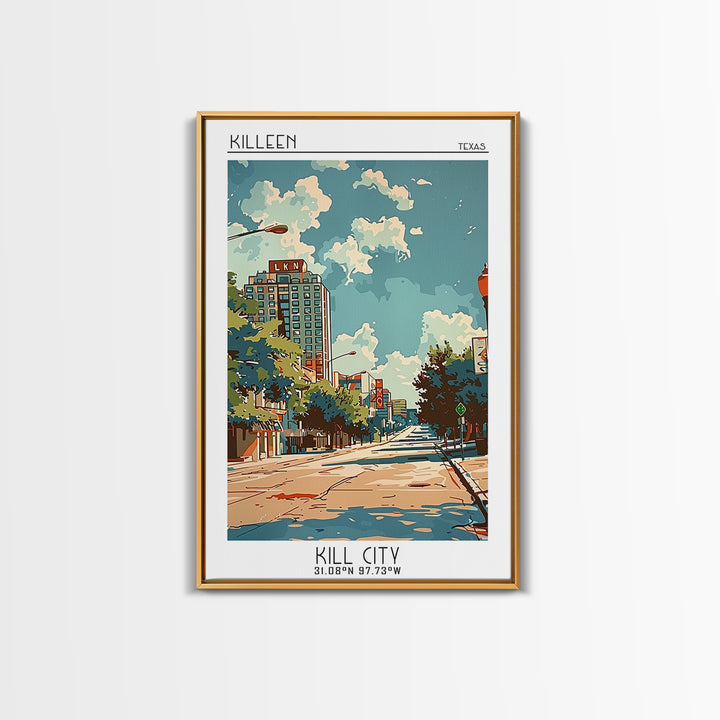 Killeen Texas Travel Poster, Canvas Print, Retro Wall Art, Travel Print, Mid Century Wall Art, Living Room Wall Art, Wanderlust Gift