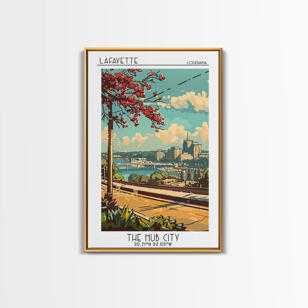 Lafayette Travel Poster, Framed Canvas Print, Travel Wall Art, City Wall Art, Retro Wall Art, Gallery Wall Set, Living Room Wall Art