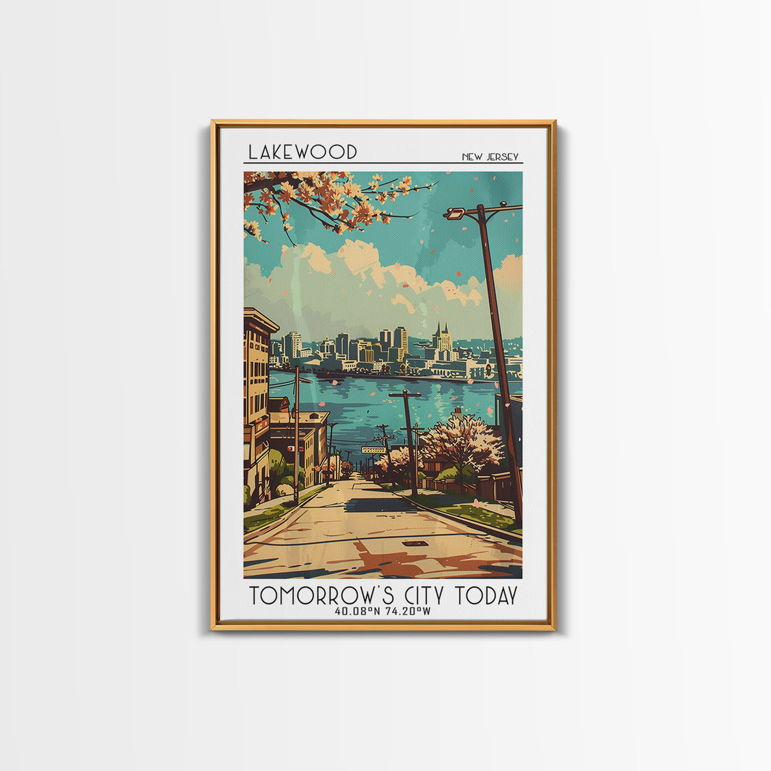 Lakewood New Jersey Travel Poster, Framed Canvas Print, City Travel Poster, Vintage City Poster, Fine Art Print, Retro Travel Poster